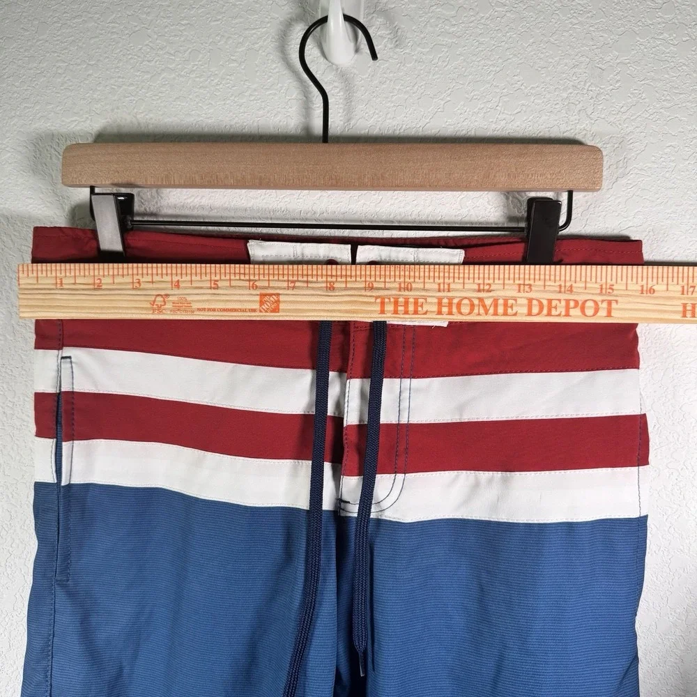 Disney Marvel Captain America Men Swim‎ Trunk Board Shorts Stripes | Size Small